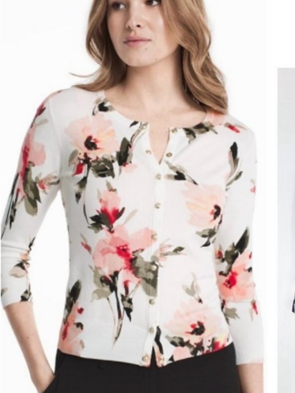 White House Black Market Floral Cardigan